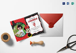 Simply drag and drop your photos from your desktop, and they'll be uploaded into canva in a jiffy. Minnie Mouse Photo Invitation Card Design Template In Word Psd Publisher