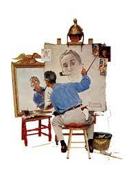 His works have a broad popular appeal in the united states for their refle. Triple Self Portrait February 13 1960 Giclee Print Norman Rockwell Allposters Com