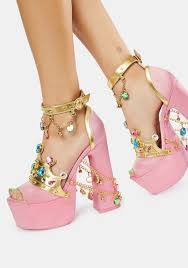 Crowned Charmer Platform Heels Pink Heels Heels Platform Heels