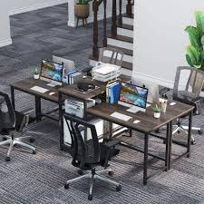 Shop our long desk table selection from the world's finest dealers on 1stdibs. Vintage Walnut Extra Long Two Person Desk Workstation With Storage Shelves Large Office Desk Study Writing Table For Home Office Tribesigns 96 9 Double Computer Desk With Printer Shelf Home Office Desks Home