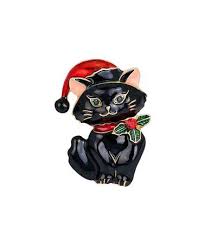 Black And Red Santa Hat Look At This Zulilyfind Black Red Santa Hat Cat Brooch Zulilyfinds Animal Brooch Christmas Hat Cat Brooch