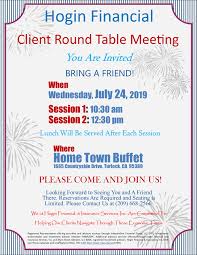 Maybe you would like to learn more about one of these? Round Table 2019 Session 1 10 30 Am Session 2 12 30 Pm Hogin Financial And Insurance Service Inc