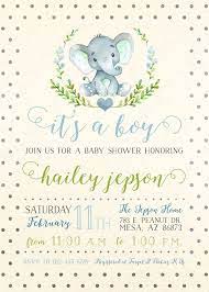 Elephant Boy Baby Shower Invitation Baby Boy Invite Watercolor Etsy Elephant Baby Shower Invitations Boy Diy Baby Shower Invitations Boy Elephant Baby Shower Invitations