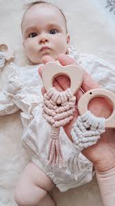 In my macramé teething toy era. 🥰, #macramebaby #plasticfree #nontoxictoys