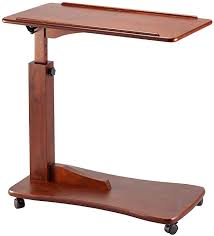 Amazon Com Oakridge Height Adjustable Bedside Tray Table With Wheels Walnut Kitchen Dining In 2020 Tray Bedside Table Bedside Tray Tray Table