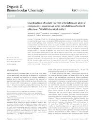 Pdf Investigation Of Solute Solvent Interactions In Phenol