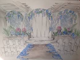 Sketch For Blue Wedding Alter Wedding Stage Design Church Wedding Flowers Wedding Drawing