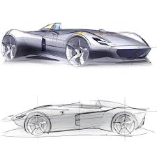 Ferrari Monza Sp1 Sp2 Official Sketches Matteo De Petris Matteodepetris Chief Advance Designer A Car Design Sketch Concept Car Sketch Concept Car Design