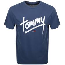 Crew Neck Script T Shirt Blue Shirts Blue Tshirt Design Men