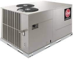 1 1/2 ton 5.3 kw through 5 ton 17.6 kw models are between 42 1/2 to 55 1/2 inches 1080 to 1410 mm tall and 22 inches 559 mm deep. Commercial Package Air Conditioners Rheem Package Units Rheem Manufacturing Company