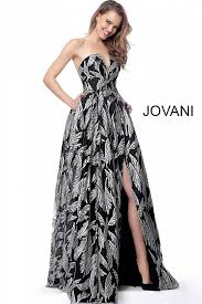Black And Silver Evening Gowns Black Silver Strapless Plunging Neck Evening Gown 67561 Dresses Evening Dresses Jovani Evening Dress