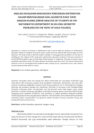 Hujan tengah malam membimbingmu ke sebuah halte bisa dan membaringkanmu di sana. Pdf Analisis Kesalahan Mahasiswa Pendidikan Matematika Dalam Menyelesaikan Soal Geometri Pada Topik Bangun Ruang Error Analysis Of Students In The Mathematics Department In Solving Geometry Problems On The Topic Of Solid Figures