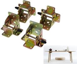 4x Iron Locking Folding Table Chair Leg Brackets Hinge Self Lock Foldable Hinges Folding Table Legs Chair Legs Folding Table