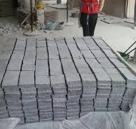 Natural Stone G654 Dark Gray Granite Cube/Cobble Stone Paving for Exterior  on Mesh