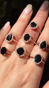 A Squad Of Beautiful Black Spinel Engagement Rings From Numerous Collections See Our B Spinel Engagement Rings Black Diamond Ring Engagement Black Spinel Ring