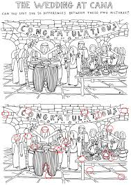 Marriage at cana coloring page. The Wedding At Cana Spot The Difference Cartoonchurch Com