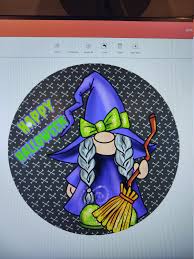 Happy Halloween Witch Gnome Wreath Sign
