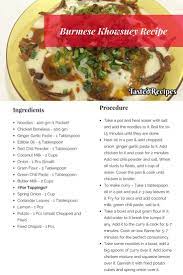 Burmese Khowsuey Recipe Tastedrecipes Recipe Recipes Khow Suey Recipe Curry Chicken Recipes