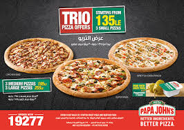 بيتزا بابا جونز في مصر منيو أسعار Papa John S ورقم وعناوين جميع الفروع والعروض