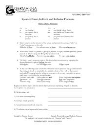 Spanish subject pronouns picture notes and practice worksheets. Spanish Direct Indirect And Reflexive Pronouns