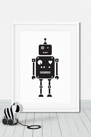 Black And White Robot Black And White Robot Print Nursery Decor Robot Poster Black And White Print Kids Room Illustration Poster Noir Et Blanc Chambre Enfant Scandinave