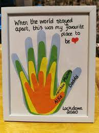 Lockdown Memories Crafts What A Great Idea To Make At Home Memories And Art All In One Frame Fathers Day Crafts Family Hand Prints Crafts