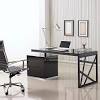 Modern white office desk table with laptop, smartphone and other supplies with cup of coffee. 1