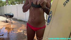 Katie from Katies World Showering Outdoors after Daytona Beach Surfing -  Pornhub.com