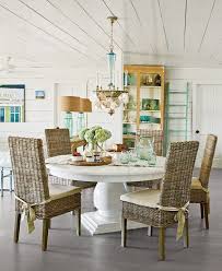 Casual White Pedistool Table Seagrass Chairs Gorgeous Summer Look Coastal Cottage Decorating Coastal Style Decorating Home