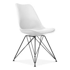 Soft Pad Dining Chair With Eiffel Metal Legs White In 2021 Dining Chairs Outdoor Chaise Lounge Chair Modern High Chair