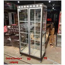 Lemari Hias Alumunium 2 Pintu Kaca Brown Kokoh Mebel 802999046
