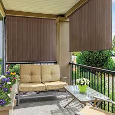 Exterior roller shades cordless blinds, grey color custom outdoor waterproof solar shades light filtering windproof window shades for porch, gazebo, patio, back yard, deck, balcony, pergolas. Outdoor Window Sun Shades Novocom Top