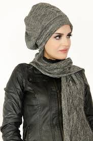 Kircilli Gri Atkili Sapka Bere Tesettur Bone Hazir Sal Hazir Turban Moda Stilleri Moda Dikis Moda