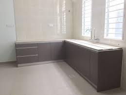 Melamine Kitchencabinet Wetkitchen Plaincolor Smoky Lshape Goldencarpentry Malaysia Melamine Cabinets Kitchen Cabinets Cabinet