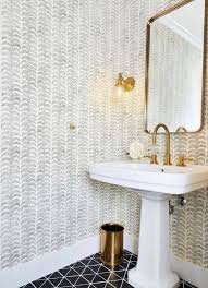 Dotted Palm Wallpaper In Ivory Black In 2020 Small Bathroom Wallpaper Powder Room Decor Powder Room Small