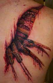 #a nightmare on elm street #freddy krueger #a nightmare on elm street: Freddy Krueger Of A Nightmare On Elm Street Tattoo Scary Tattoos Ripped Skin Tattoo Movie Tattoos