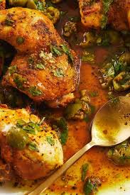 Vinegar Chicken With Crushed Olive Dressing Recipe