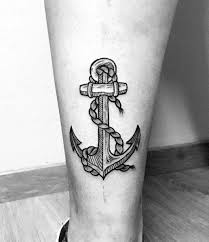 Black And White Calf Tattoos For Men Mens Tattoos Simple Anchor Anchor Tattoo Men Small Anchor Tattoos Tattoos For Guys