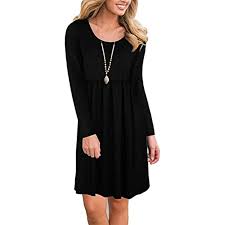 Women S Long Sleeve Casual Loose Solid T Shirt Dress Knee Length Visit The Image Link More Short Sleeve Tunic Dress Long Sleeve Midi Dress Loose Mini Dress