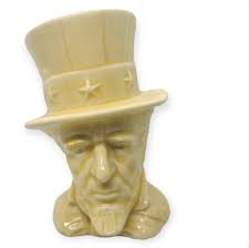 Antique Cameron Clay Pottery Uncle Same Pot Planter Yellow Chip