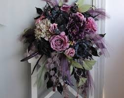 Black and purple silk wedding bouquets. Black Purple Bouquet Etsy