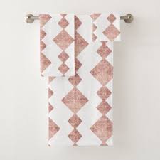 Black And Gold Bathroom Towel Set Chandelier Diamonds Modern Copper Geometric Bath Towel Set Zazzle Com Patterned Bath Towels Gold Bathroom Set Towel Set