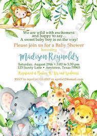 Custom Printed Jungle Watercolor Wild Animals Safari Baby Etsy Animal Baby Shower Invitations Baby Shower Invitations Etsy Safari Baby Shower Invitations Boy