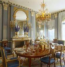 Traditional dining room design is a relaxing and beautiful interpretation of the formal classic style, and is excellent for creating gorgeous interiors for formal dining. Neo Classical Dining In Blue And Gold Elegant Dining Room Classic Dining Room Traditional Dining Rooms