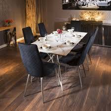 Ceramic White Marble Table Dining Set 6 Black Velvet High Back Chairs White Marble Table White Marble Table Dining Marble Table