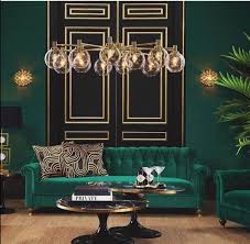 Black And Gold Art Deco Interior Emerald Green Black And Gold Luxe Dark Living Rooms Art Deco Living Room Elegant Living Room
