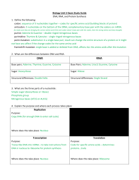 Complete the unit 8 study guide and review for the test! Biology Unit 5 Exam Study Guide