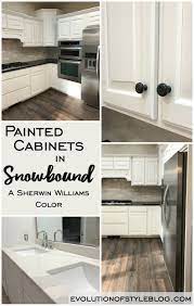 Painted Cabinets In Sherwin Williams Snowbound Evolution Of Style Sherwin Williams Cabinet Paint Painted Kitchen Cabinets Colors Painting Kitchen Cabinets