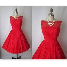 Red Dress With Pearl Necklace Cute Vintage Red Dress Prom Dresses Vintage Fashion