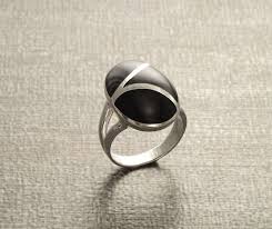 Black And Silver Ring Ladies Black Stone Ring Modern Sterling Silver Jewelry With Onyx Gemstone Original Mosaic Design Geometric Oval Shape Statement Woman Ring Black Stone Ring Rose Gold Wedding Band Diamond Geometric Silver Jewellery